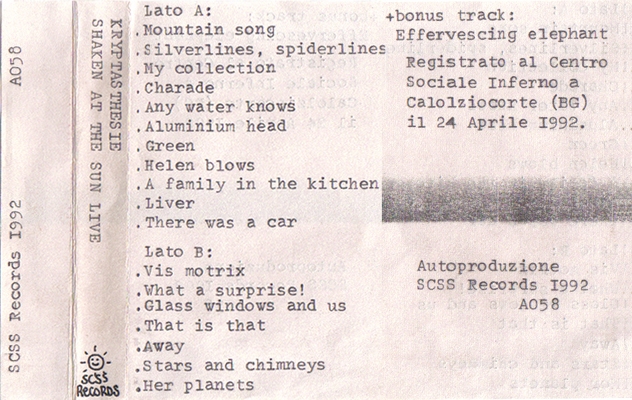 a058 kryptasthesie: shaken at the sun live 1992 a058 kryptasthesie: shaken at the sun live 1992